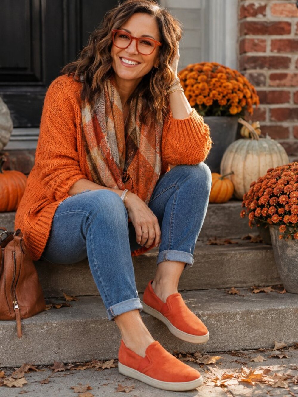 Naturalizer Carly 3 Women’s Size 9.5M Orange Leather Slip-On Sneakers